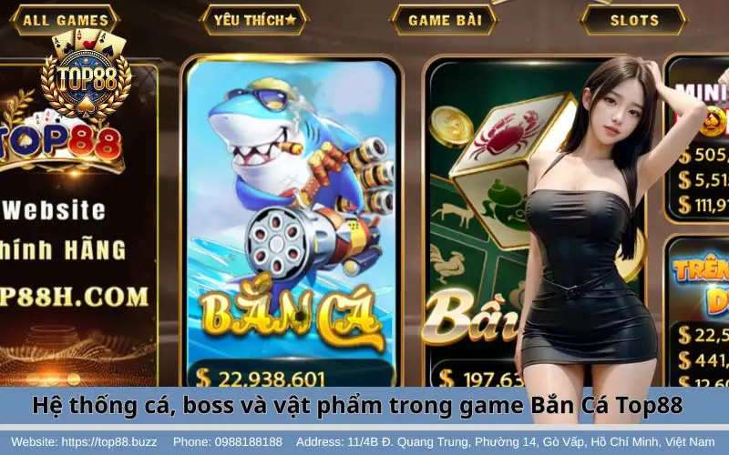 Hệ thống cá, boss và vật phẩm trong game Bắn Cá tại Top88