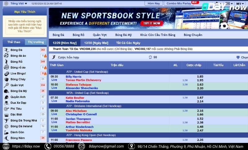 Giao dien cong cuoc SBOBET The Thao 8Day - Hinh 2