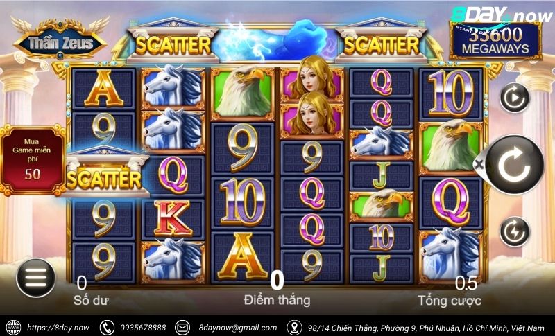 Zeus Slots 8Day - Game slot đỉnh cao với hệ số Megaways cực khủng 2 Giao dien game Zeus 8Day - Hinh 1