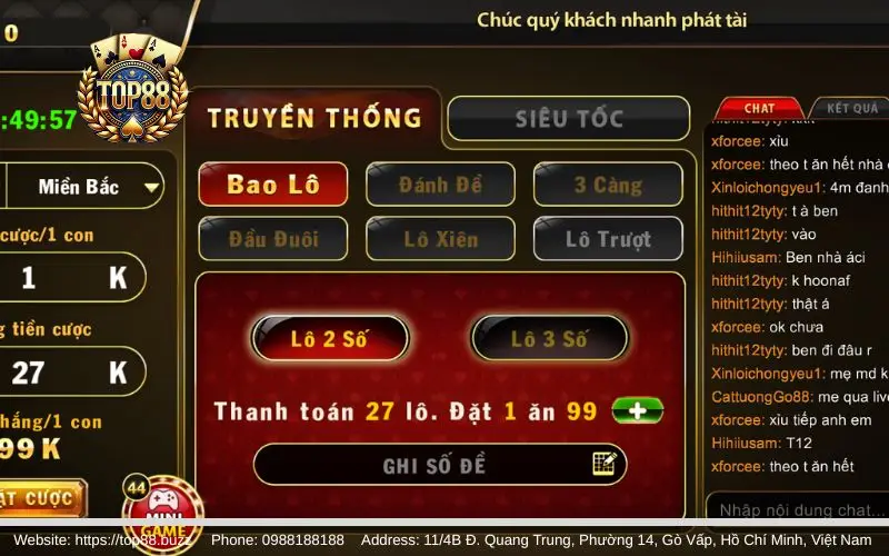 Những ưu điểm nổi bật của Lô Đề 1 ăn 99 Top88